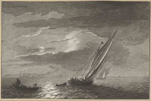 Seascape with full moon