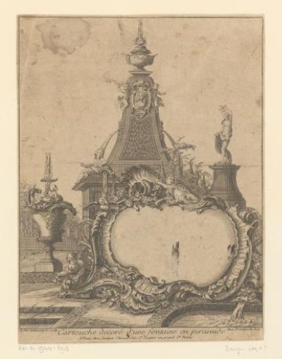 Cartouche with Pyramid-Shaped Fountain