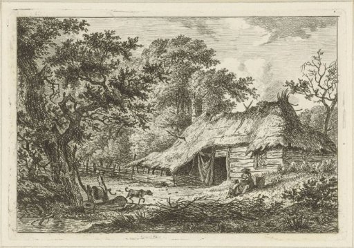Farm with Woman, Child and Dog