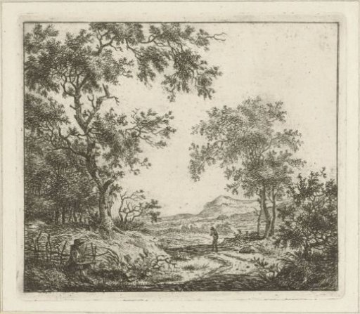 Landscape with a sketcher and a walker