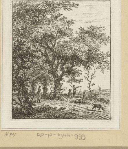 Landscape with a woman and dog