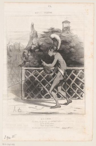 Caricature of Theseus with the thread of Ariadne