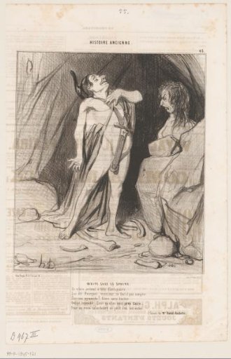 Caricature of Oedipus at the Sphinx