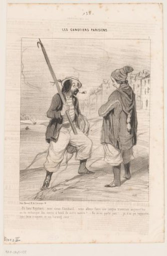 Caricature of Two Parisian Fishermen by the Seine