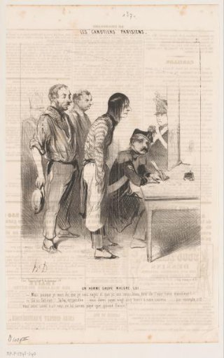 Caricature of a Rescued Drowning Man