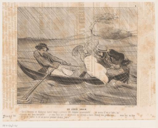 Four People in a Rowing Boat in the Rain