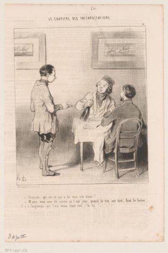 Servant confessing something to his master