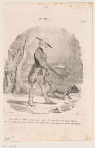 Pensive hunter with dog