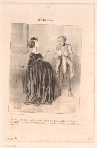 Caricature of a pregnant woman with her husband