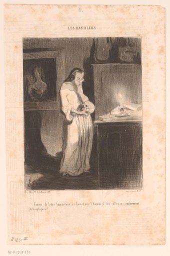Caricature of a woman philosophizing about humanity