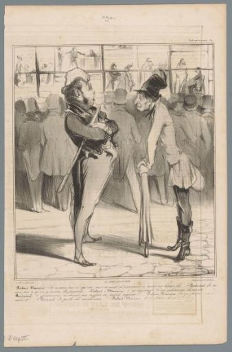 Robert Macaire and Bertrand in front of Aubert's shop window