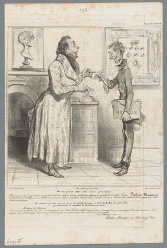 Doctor Robert Macaire gives a letter for the press to Bertrand