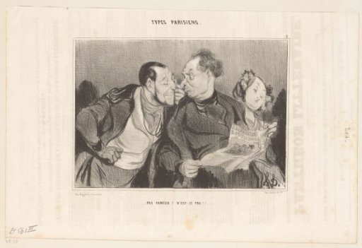 Two men and a lady with a newspaper