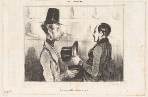 A Man Trying on a Hat in a Hat Shop