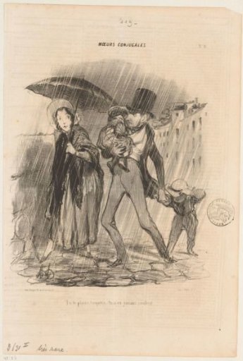 A Couple with Children in the Rain