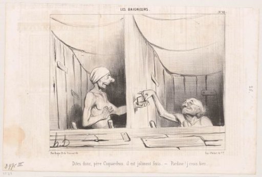 Two old men exchange tobacco in their bathtub