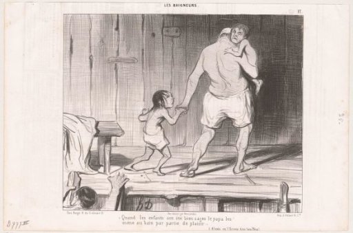 Father with two children in the swimming pool
