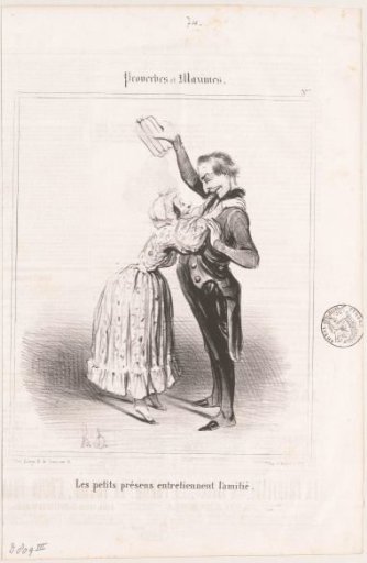 Woman embraces man because of gift