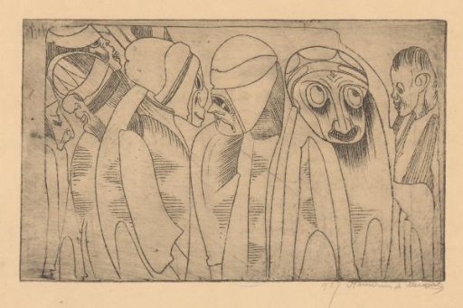 Seven standing figures