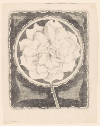 Rose (in a circle, with wavy border)