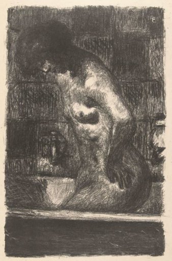 Standing Naked Woman Washing Herself in a Bath