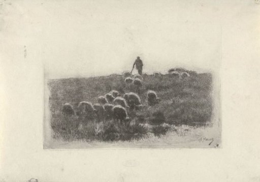Shepherd with Flock of Sheep
