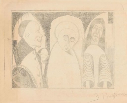 Fantasy: various figures, the rightmost with sleeves as quivers