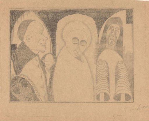 Fantasy: various figures, the rightmost with sleeves as quivers