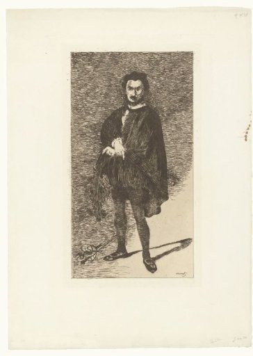 Portrait of actor Philibert Rouvière in the role of Hamlet