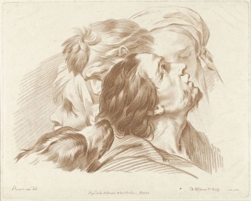 Study of heads and a dog's head