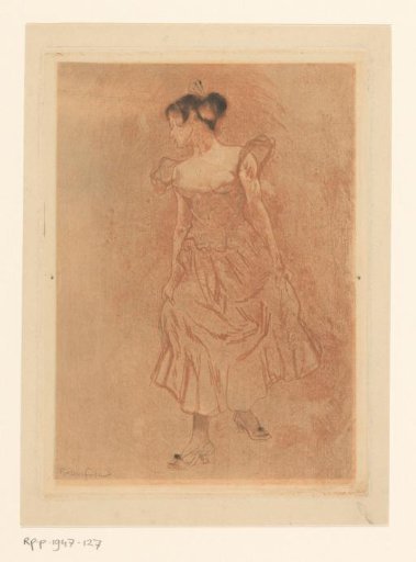 Woman holding her skirt with both hands