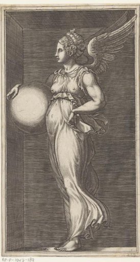 Allegorical figure with a globe