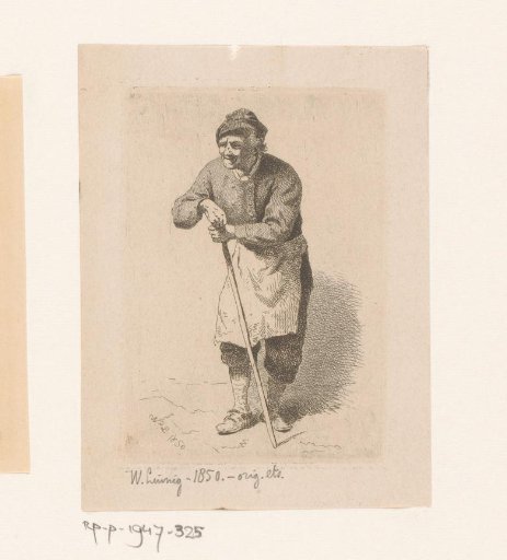 Old man leaning on a cane