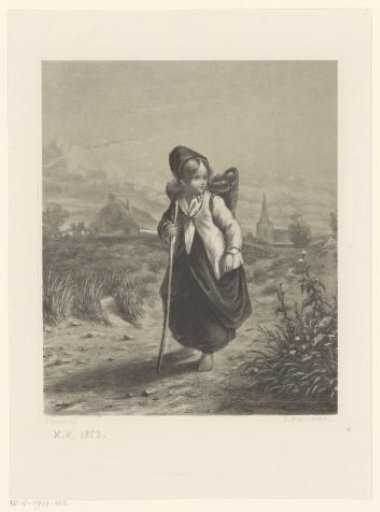 Girl with basket on her back