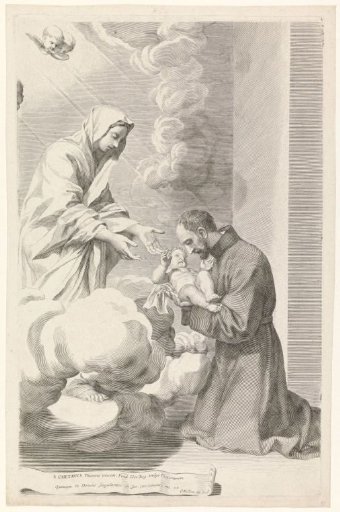 Saint Cajetan of Thiene takes the Christ Child from Mary in his arms