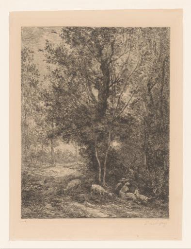 Forest with Resting Goat Herders