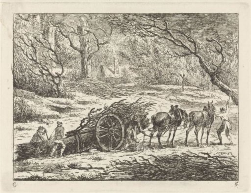 Landscape with a cart drawn by two horses