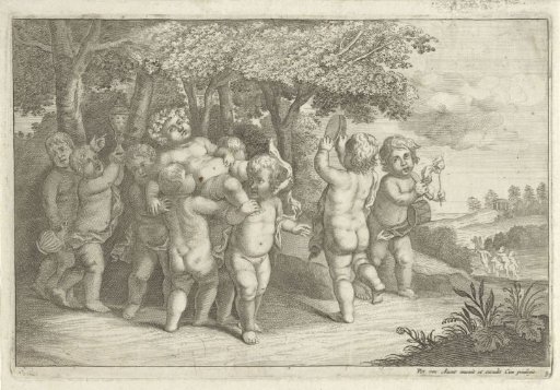 Musician and Dancing Boys Carry a Bacchant