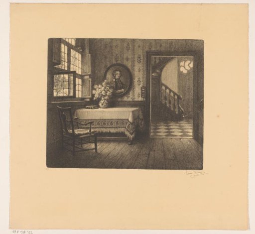 Interior with a Portrait, Table and View into a Corridor