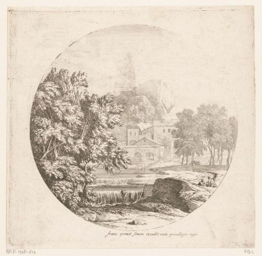 Arcadian landscape with a double cascade
