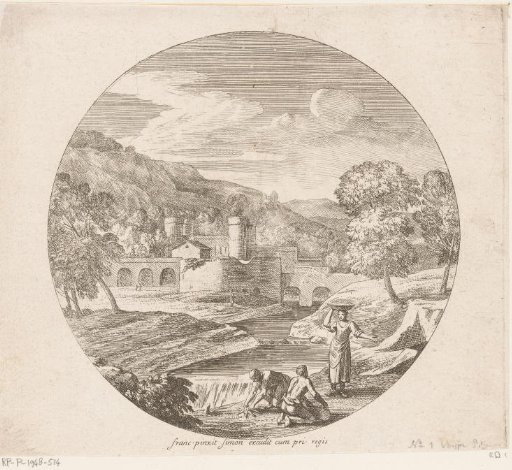Arcadian landscape with fishermen by a river