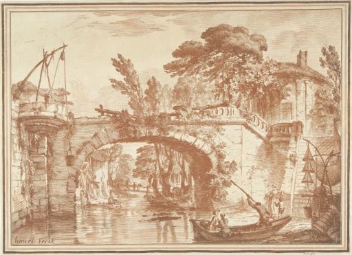 Southern Landscape with a Bridge and Houses by a River