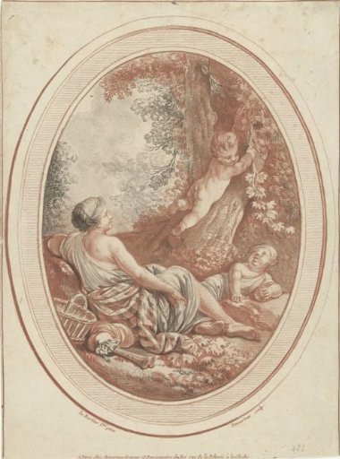Bacchanal with Nymph and Putti by Trees