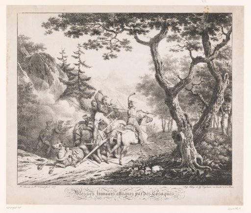 Wounded Frenchmen attacked by Cossacks