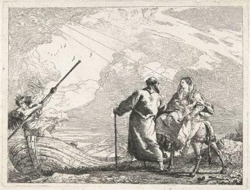 The Holy Family on the Shore and an Angel as Boatman in a Boat