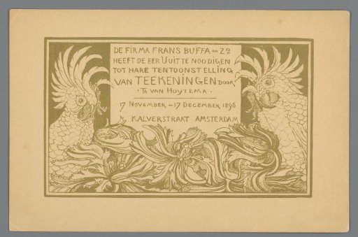 Invitation to the Exhibition of Drawings by Theo van Hoytema at the Firm of Frans Buffa