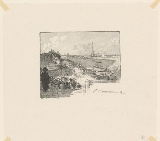 View of the Seine in Paris with the Eiffel Tower in the Background