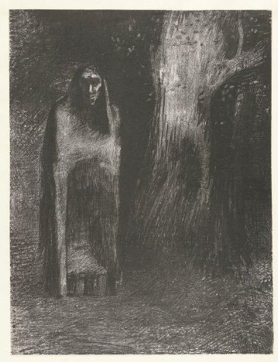 A man becomes lonely in a nocturnal landscape.