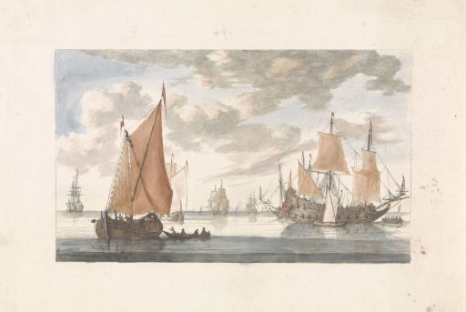 Seascape with frigate and sailing ships
