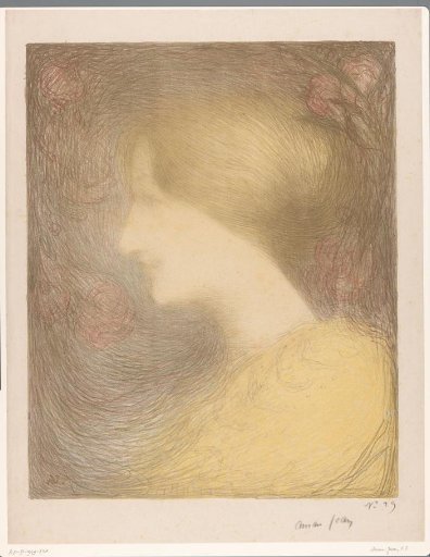 Head of a Young Woman, Surrounded by Roses